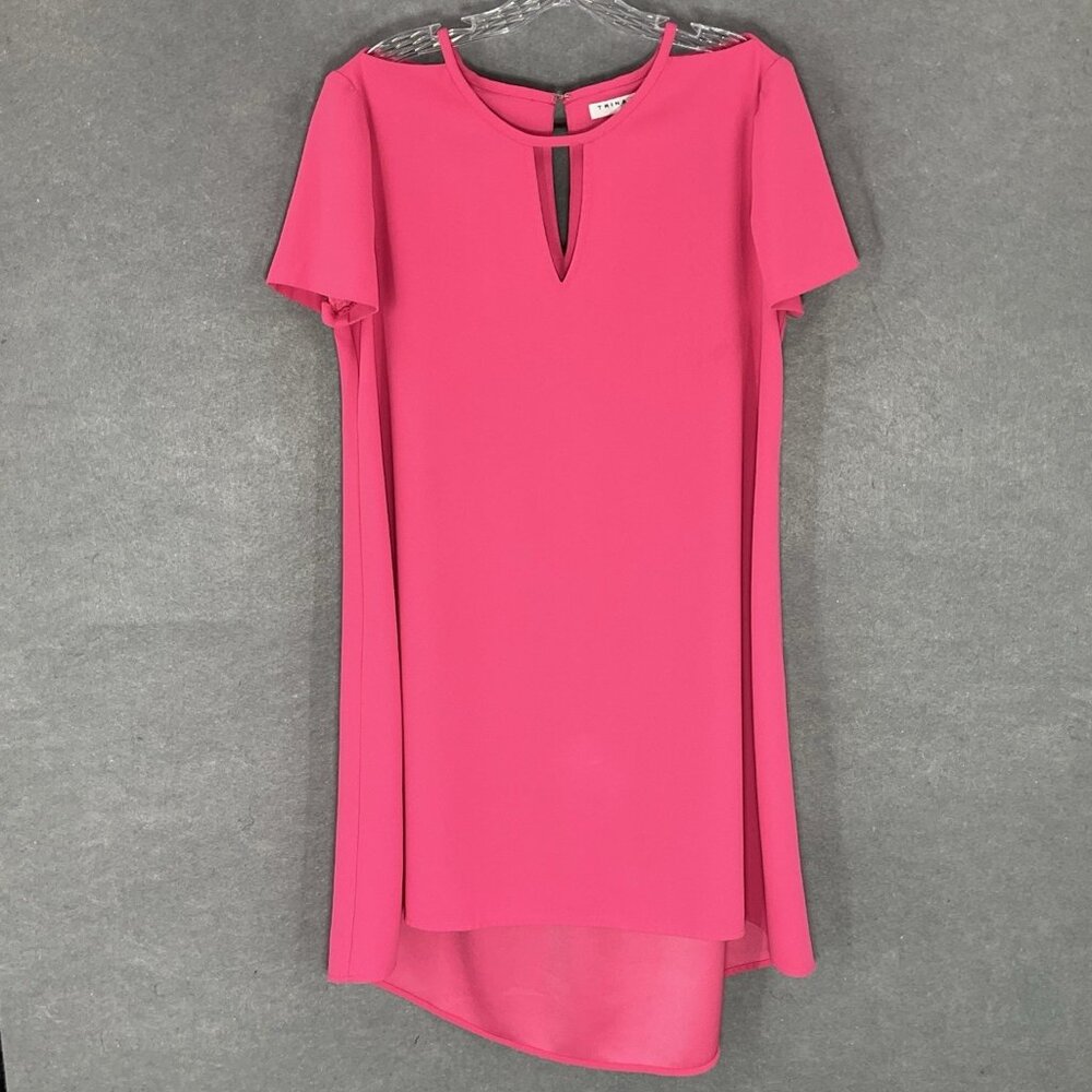 Trina Turk Shift Dress Women Sz 10 Pink Asymmetrical Hem Cutout Resortwear Party